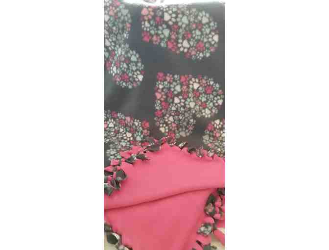 Fleece Blanket #3- Grey Hearts