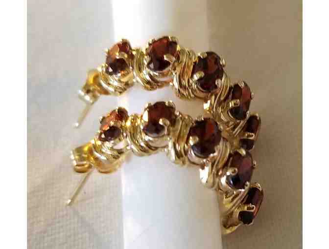 Garnet Earring in 14K Setting-Pre Owned