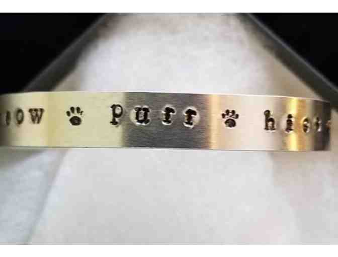 Stamped Bracelt- Meow Purr Hiss- New