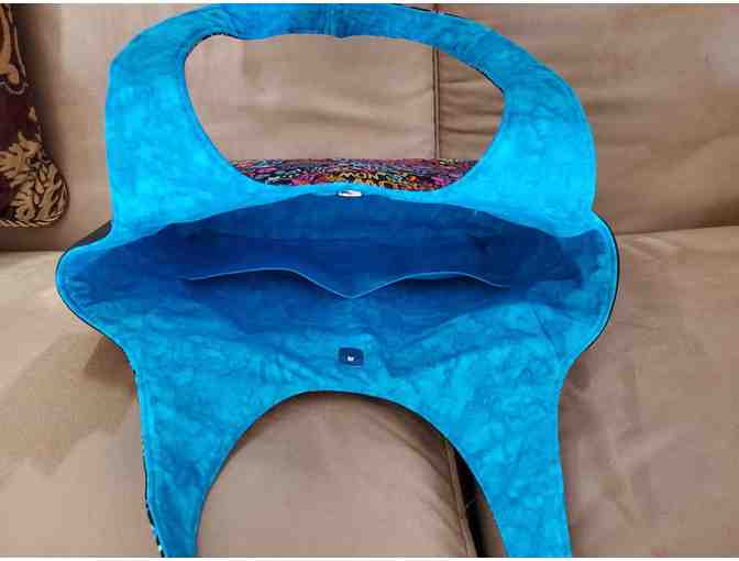 Shoulder Bag  Cat Print with Cork Sides New