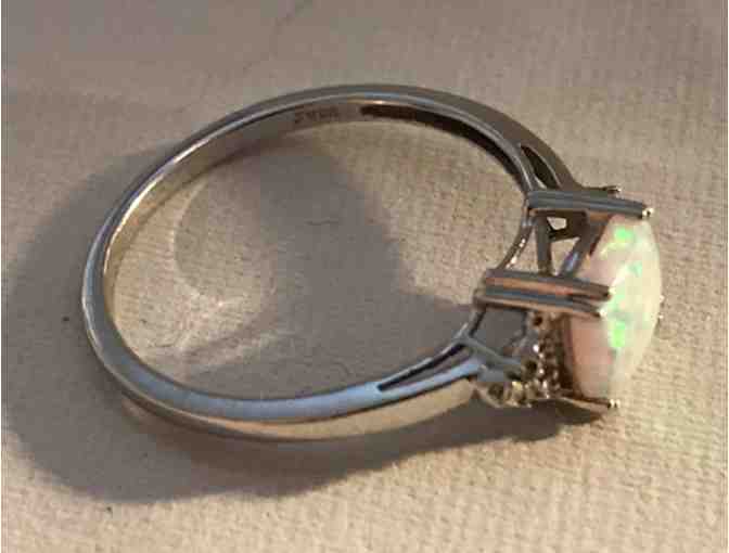 Opal with Diamond Chips in 14K White Gold