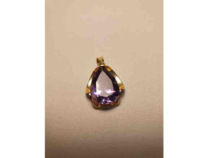 Large Stone Amethyst Pendant  in 14K Setting