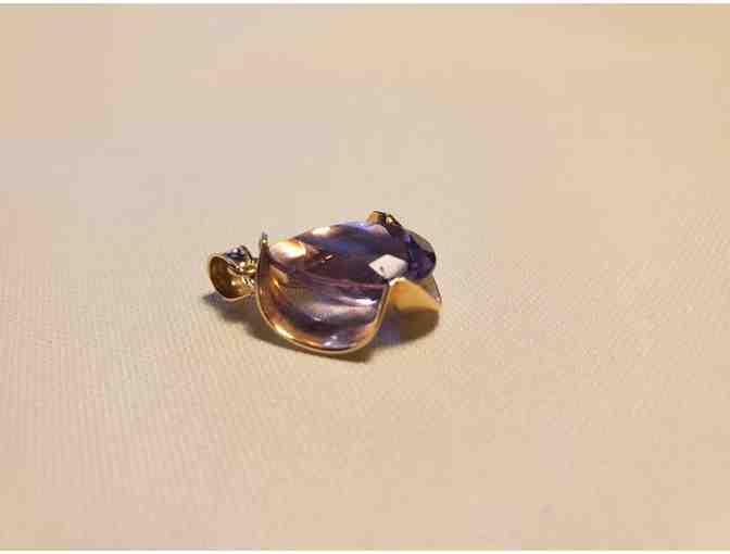 Large Stone Amethyst Pendant  in 14K Setting