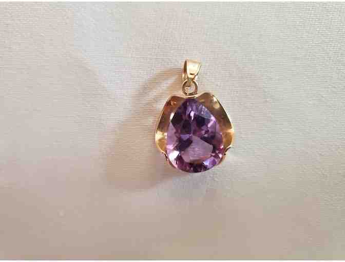 Large Stone Amethyst Pendant  in 14K Setting