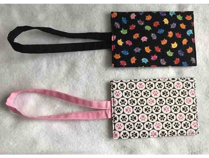 Fabric Luggage Tags - Lot of 2 - Paw Prints and Cats Multicolor