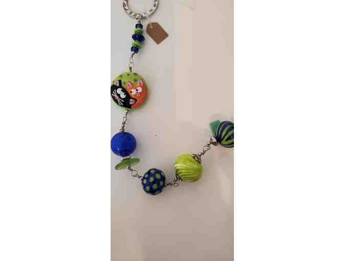 Handcrafted Lampwork Beads- Lime/Orange