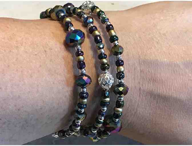 Lightweight Beaded Wrap Bracelet - Metallic Tones