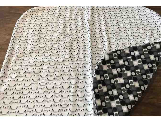 Cat Mat - White Cat Faces/Black, White Grey Pattern