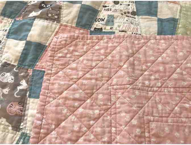 Pink & Blue with Cats Lap/Kids Quilt 52 x 42
