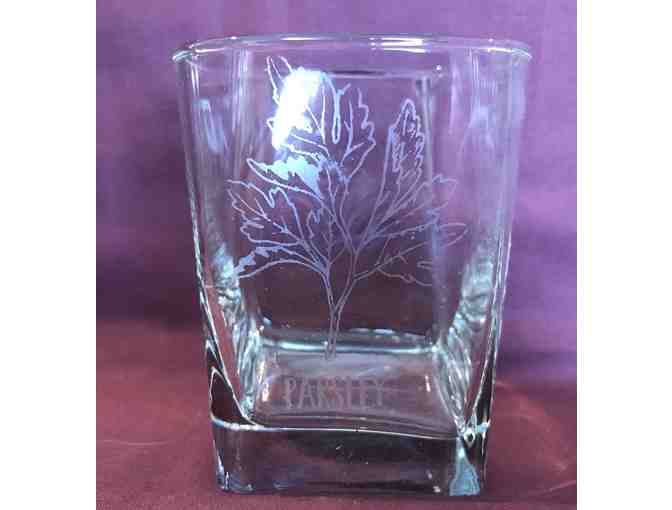 Etched Drinking Glasses - Set of 4 - Herbs