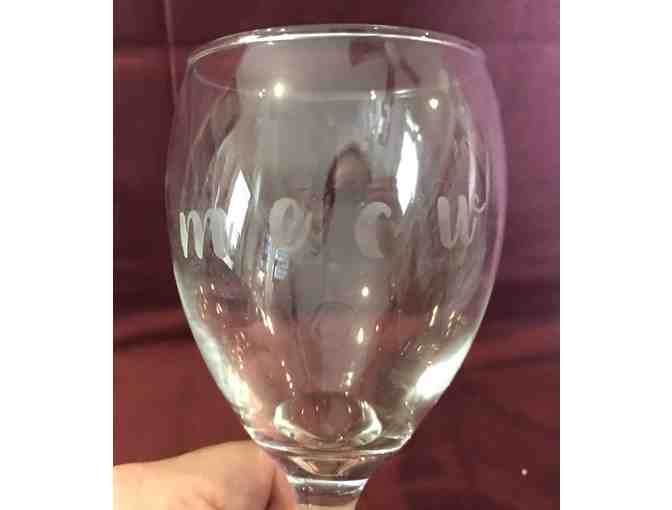 Etched Wine Glass - Meow