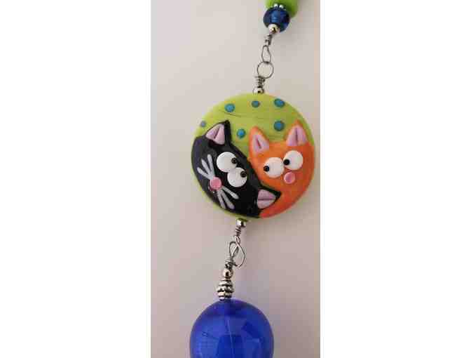 Handcrafted Lampwork Beads- Lime/Orange