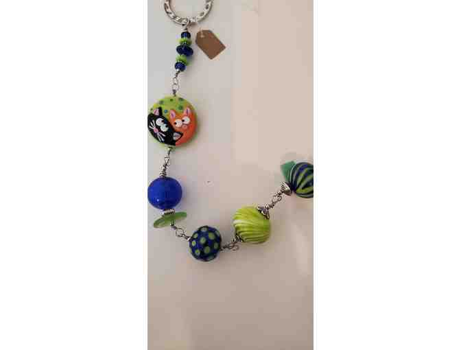 Handcrafted Lampwork Beads- Lime/Orange