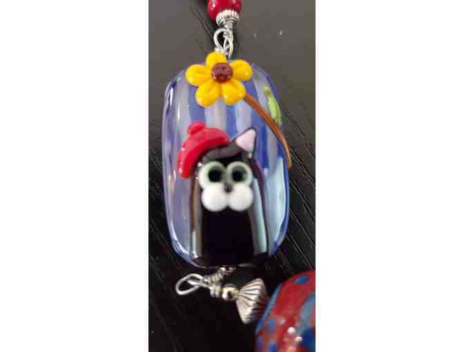 Handcrafted Lampwork Beads- Tuxedo Cat
