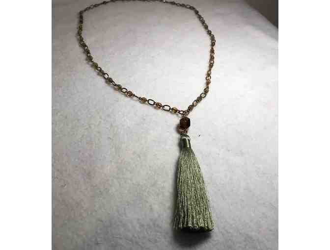 Silk Tassel and Czech Glass Beaded Necklace