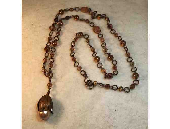 Czech Glass and Faux Pearl Beaded Necklace