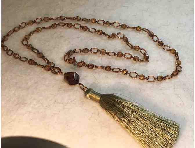 Silk Tassel and Czech Glass Beaded Necklace