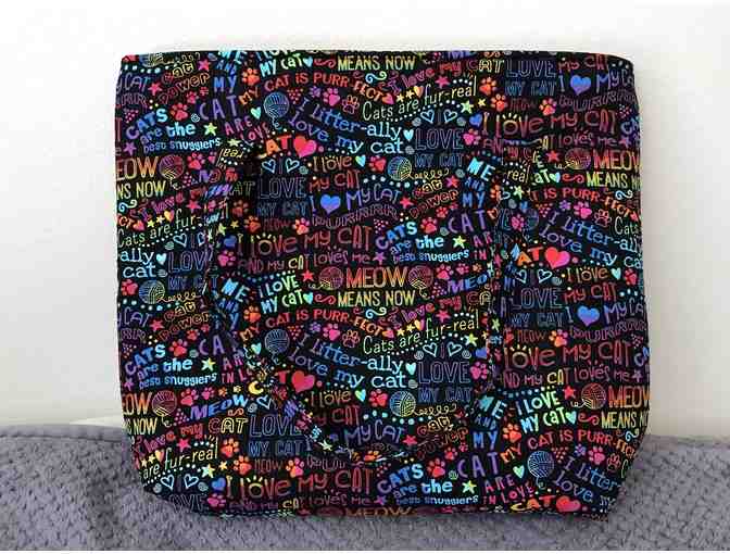 Large Cat Themed Fabric Tote
