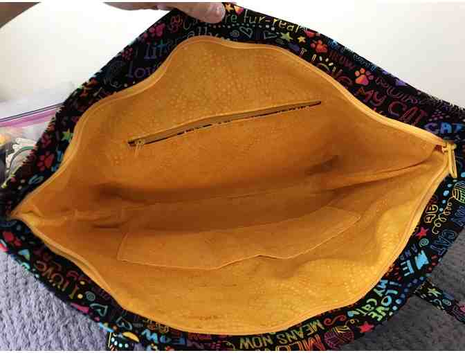 Large Cat Themed Fabric Tote