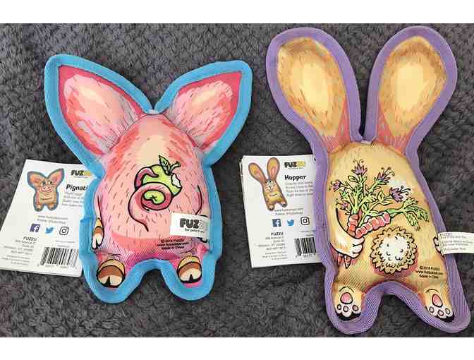 Lot of 2 Fuzzu Dog Toys - Pig and Bunny