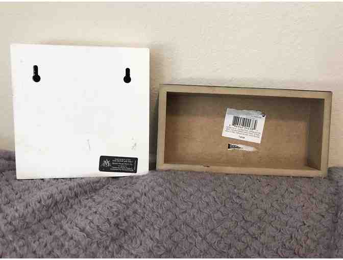 Lot of 2 Wooden Shelf Signs