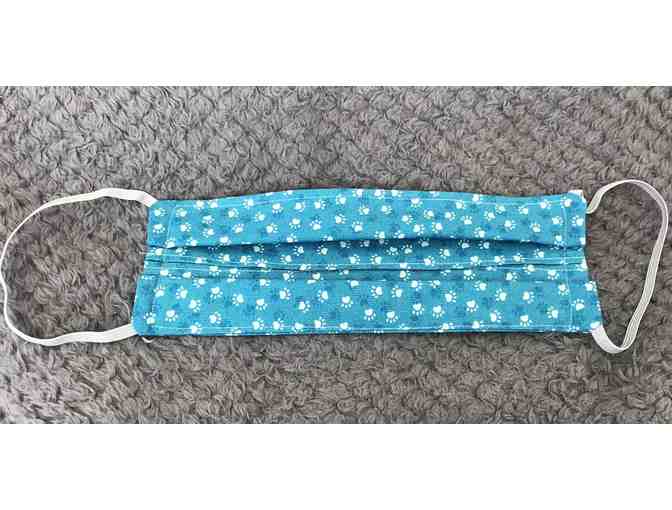 Fabric Mask - Blue with White Paw Prints