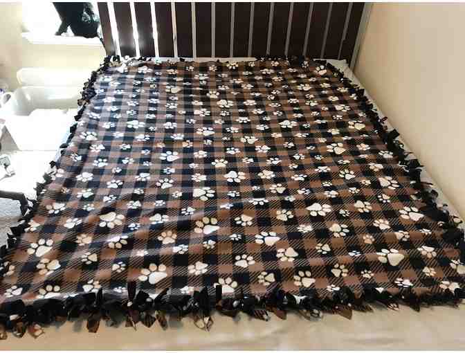 Blanket Throw- Brown & Black with Paw Print