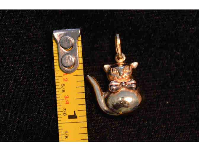 14K Gold Charm - Cat Wearing Bow Tie