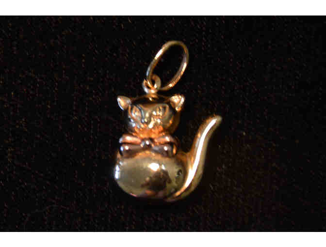 14K Gold Charm - Cat Wearing Bow Tie
