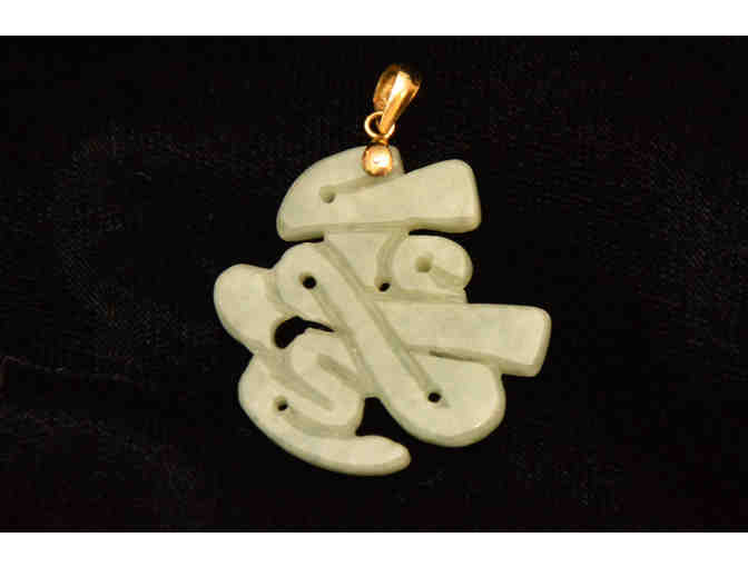 Long Life Green Jade Pendant with 14K Gold Bale
