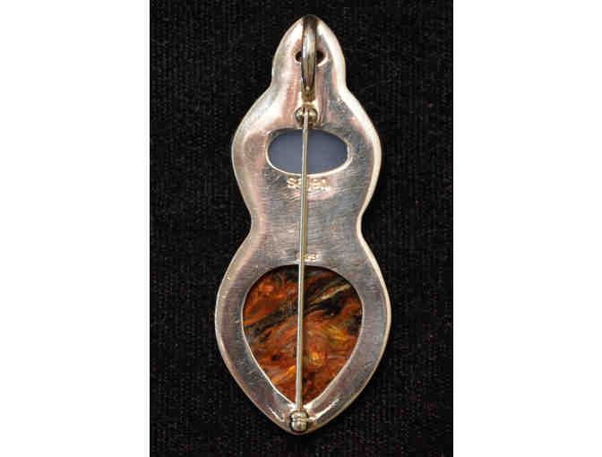 Sterling Silver Pendant/Pin with Opal, Moonstone and Other Stones