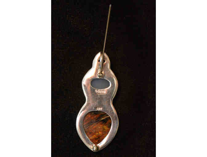 Sterling Silver Pendant/Pin with Opal, Moonstone and Other Stones