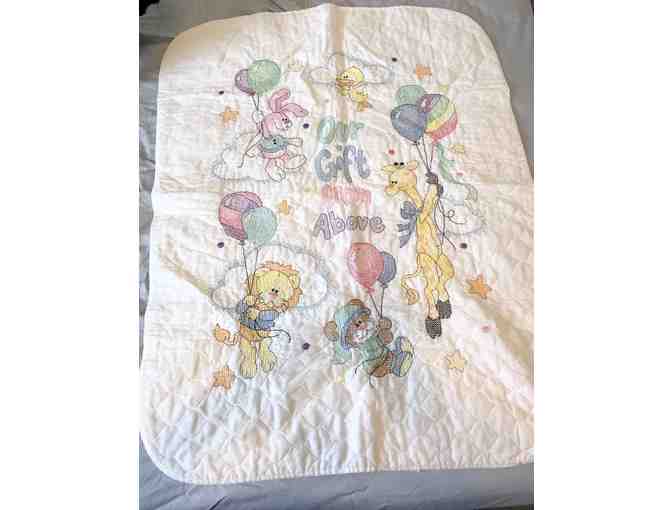 Lot of 2 Cross Stitch Crib Blankets B