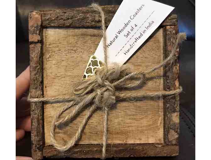 Natural Wood Coasters - Set of 4 Made in India