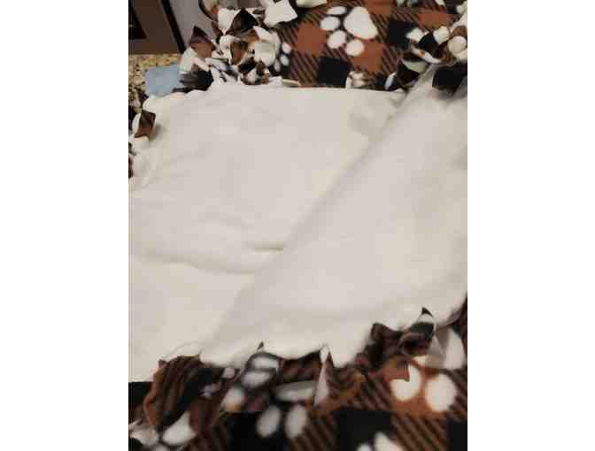 Fleece Blanket- Black/Brown with White Paws