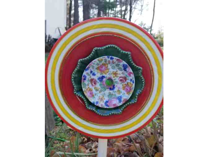 Two Garden Art Plate Glass Flowers