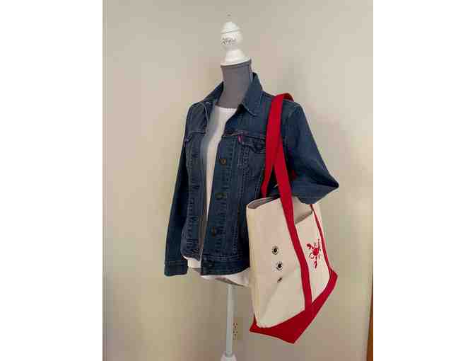 Serious Stitching - Lined Canvas Tote with Funky Lobster