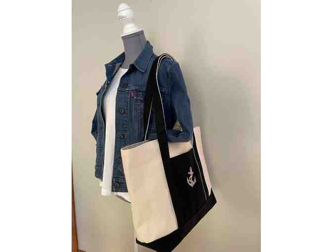 Serious Stitching - Lined Canvas Tote with Black Anchor