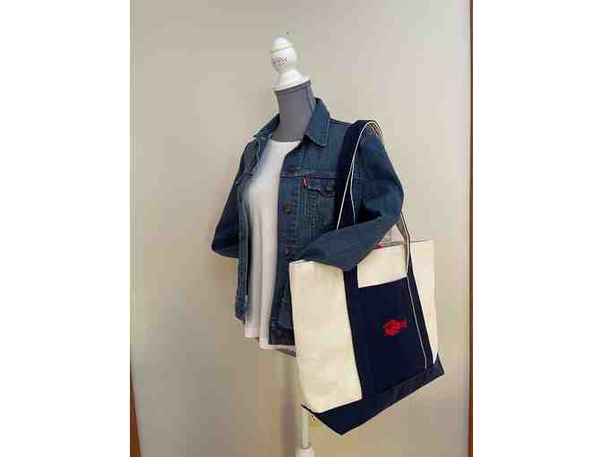 Serious Stitching - Lined Canvas Tote with Classic Lobster
