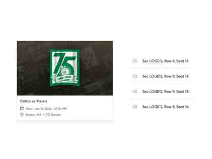 Celtics vs. Pacers Tickets for 4