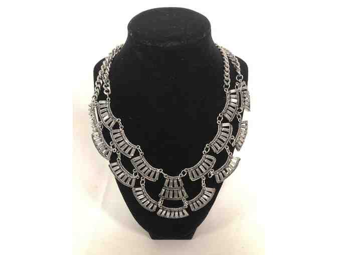 Geometric Curve Necklace & Crystal Earrings