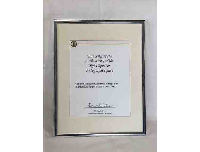 Ryan Spooner Autographed Puck