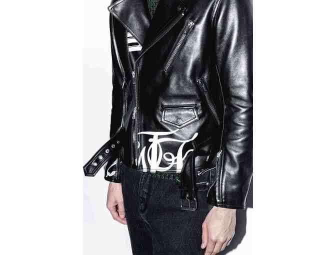 3.1 PHILLIP LIM Designer Men's Printed Leather Moto Jacket - Size M