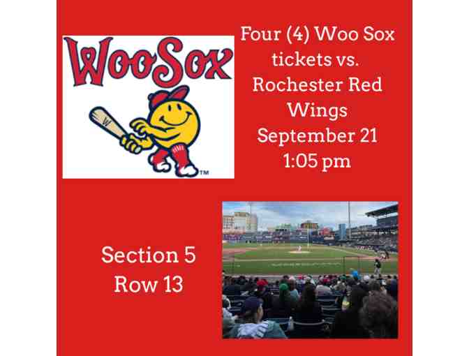 4 Tickets to The Woo Sox September 21 at 1:05 pm VS. Rochester Red Wings - Photo 1