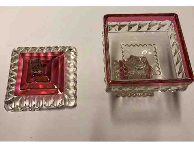 Cranberry Glass Pedestal Candy Jar