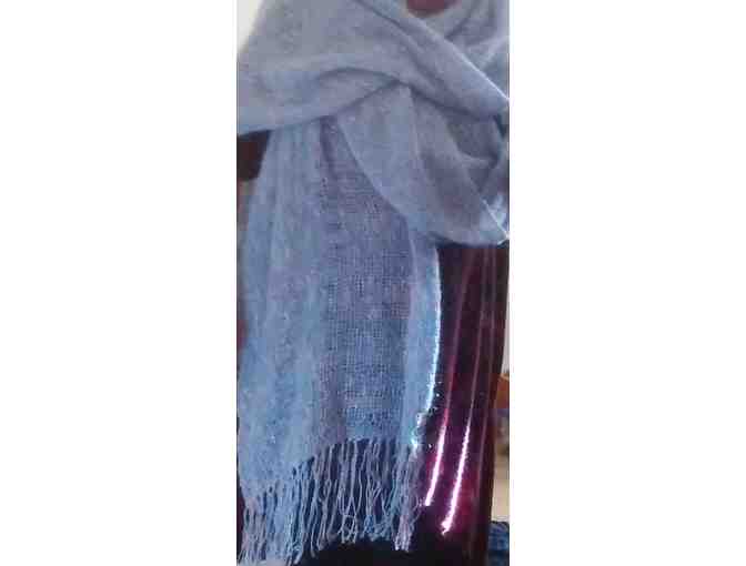 Abundant, Soft hand-loomed shawl / scarf in Ocean Sunset colors