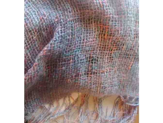 Abundant, Soft hand-loomed shawl / scarf in Ocean Sunset colors
