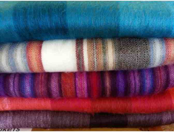 Luxuriously Soft Alpaca Blanket in Blues, Teals, and Aquas