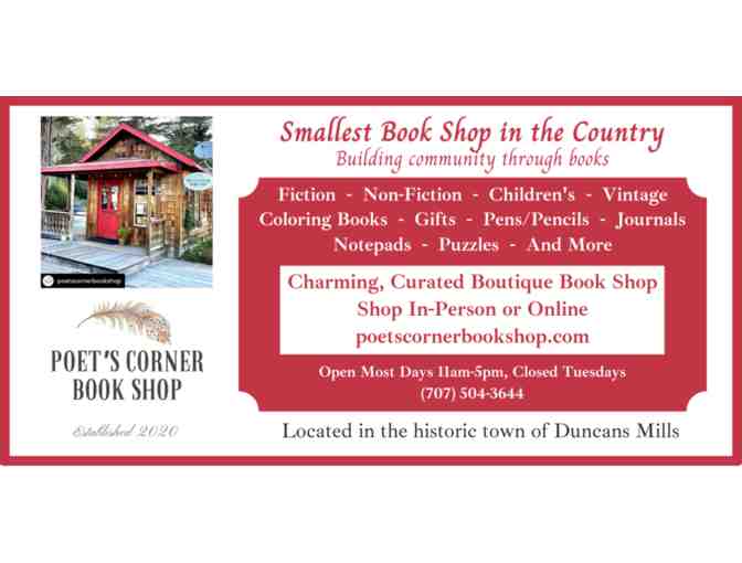 $25 Gift Certificate to Poet's Corner Book Shop with 'Wild' Book collection