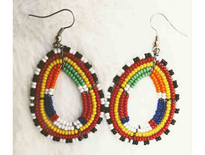 Large Handcrafted Beaded Masai Necklace and Earrings
